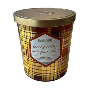Bellevue Cinnamon Pumpkin Chai Candle 12oz Soy Blend Wax Aromatherapy Home Scent